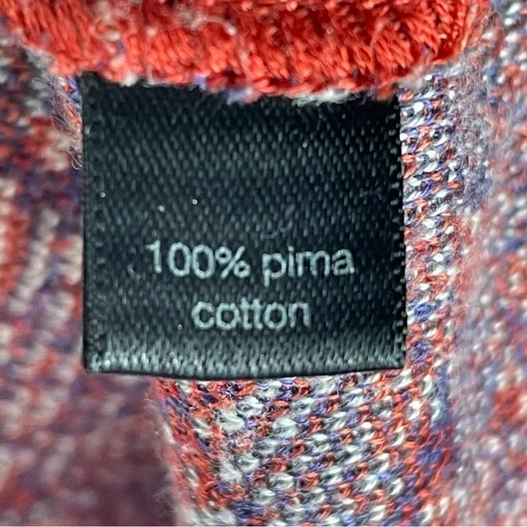 PERUVIAN CONNECTION Red, Blue & Ivory  Knit Pima Cotton Skirt Paisley Sz S Boho - Picture 3 of 6